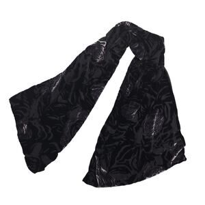 Charter Club Velvet Burnout Silk Scarf Whimsigoth Sheer Fairy Grunge Black